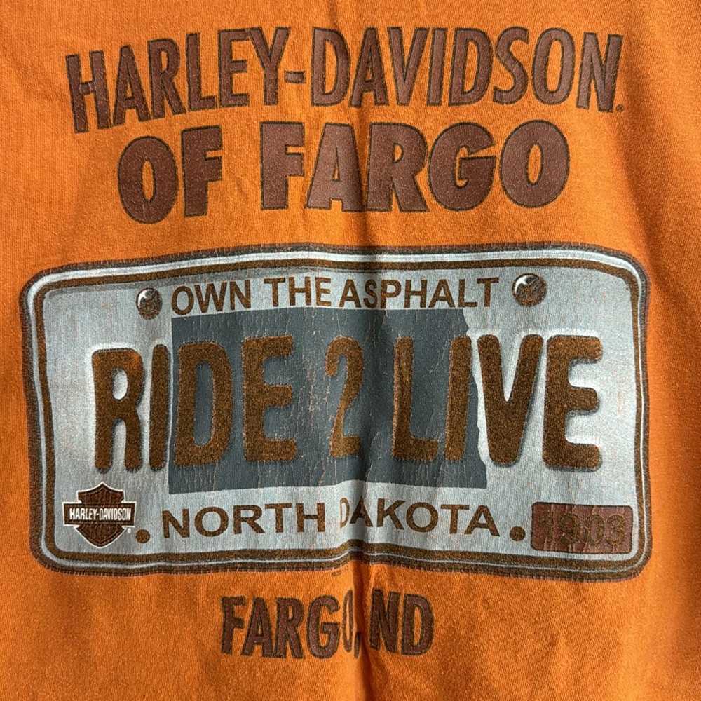 Harley-Davidson Orange Men’s Shirt with Lady Motorcycle - Picture 3 of 5